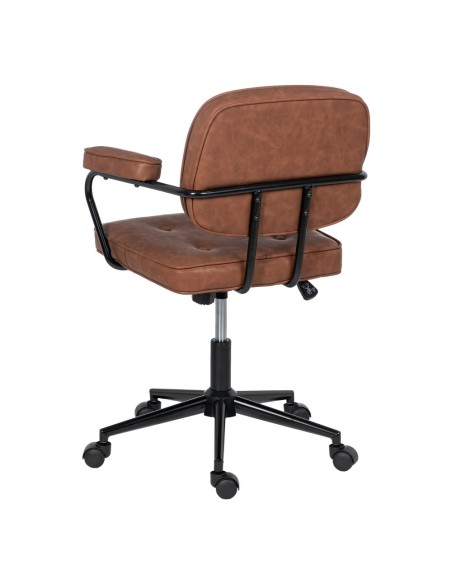 Silla de escritorio Tissiana de piel sintética marrón.