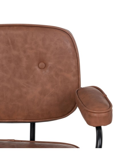 Silla de escritorio Tissiana de piel sintética marrón.