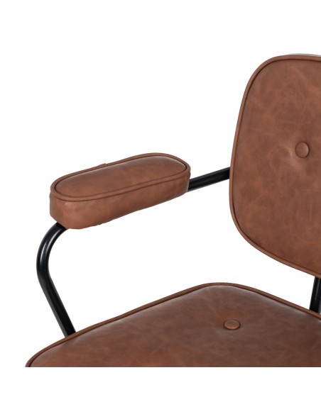 Silla de escritorio Tissiana de piel sintética marrón.