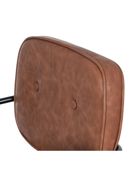 Silla de escritorio Tissiana de piel sintética marrón.