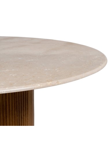 Mesa redonda ALCAUFAR de madera y mármol crema...
