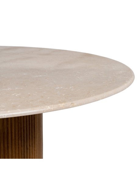Mesa redonda ALCAUFAR em madeira e mármore crema Ø 120 cm.