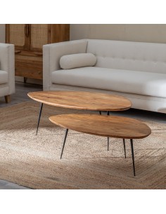 Set YOAN 2 mesas auxiliares de madera de acacia y metal... 2