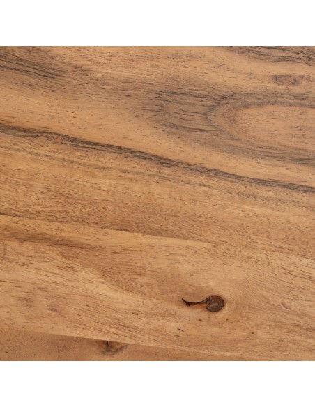 Conjunto YOAN de 2 mesas laterais em madeira de acácia e metal pintado de preto Ø 110 cm/Ø 90 cm.