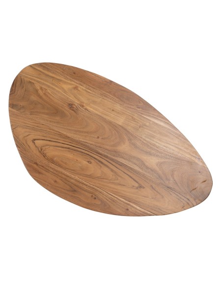 Conjunto YOAN de 2 mesas laterais em madeira de acácia e metal pintado de preto Ø 110 cm/Ø 90 cm.