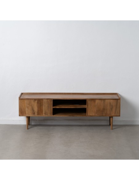 Móvel TV MAILEN com 2 portas em madeira de mangueira com acabamento natural 150 x 50 cm.