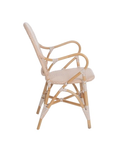 Silla con brazos FANTINE de ratán en beige.