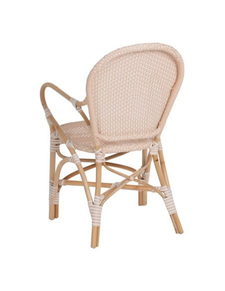 Cadeira FANTINE em rattan com braços em bege.