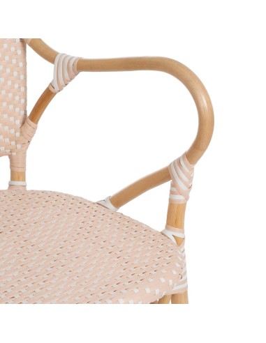 Silla con brazos FANTINE de ratán en beige.