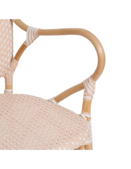 Silla con brazos FANTINE de ratán en beige.