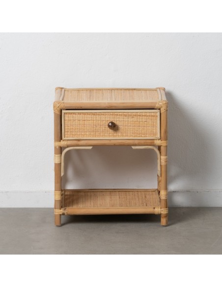 Mesa de cabeceira REXIT em rattan natural 45x 35 cm.