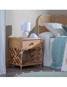 Mesa de cabeceira REXIT em rattan natural 45x 35 cm. 2