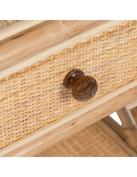 Mesa de cabeceira REXIT em rattan natural 45x 35 cm.