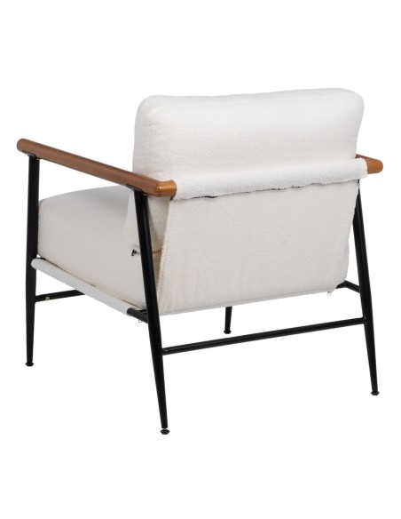 Sillón BRAMANT de madera de caucho y tejido blanco.