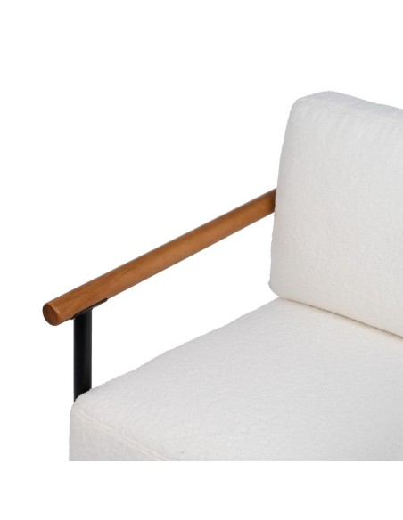 Sillón BRAMANT de madera de caucho y tejido blanco.