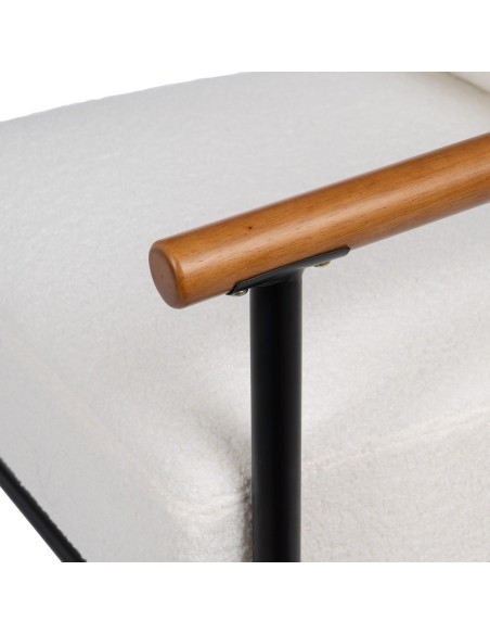 Sillón BRAMANT de madera de caucho y tejido blanco.
