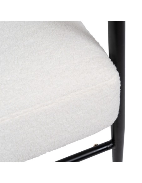 Sillón BRAMANT de madera de caucho y tejido blanco.
