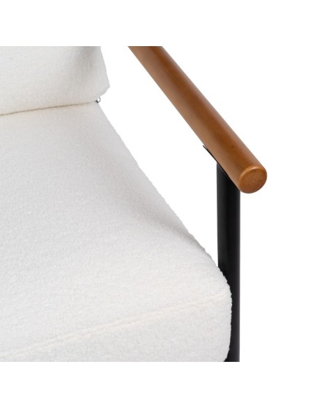 Sillón BRAMANT de madera de caucho y tejido blanco.