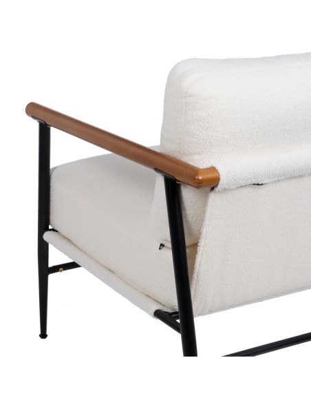 Sillón BRAMANT de madera de caucho y tejido blanco.