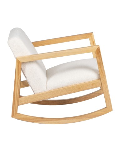 Mecedora MARLINA de madera y tejido blanco.