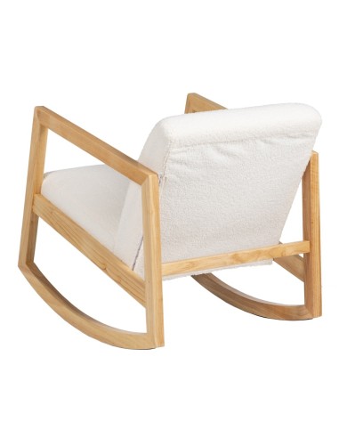 Mecedora MARLINA de madera y tejido blanco.