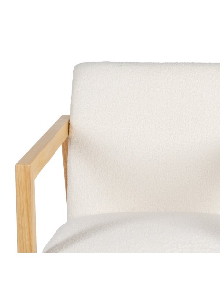 Mecedora MARLINA de madera y tejido blanco.