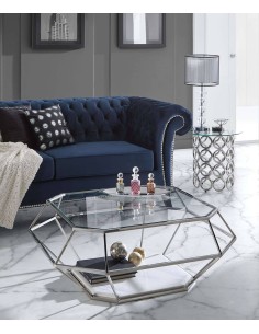MESA DE CENTRO DE VIDRO DIAMANTE 100, aço 2