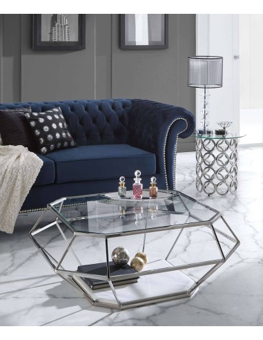 MESA DE CENTRO DE VIDRO DIAMANTE 100, aço