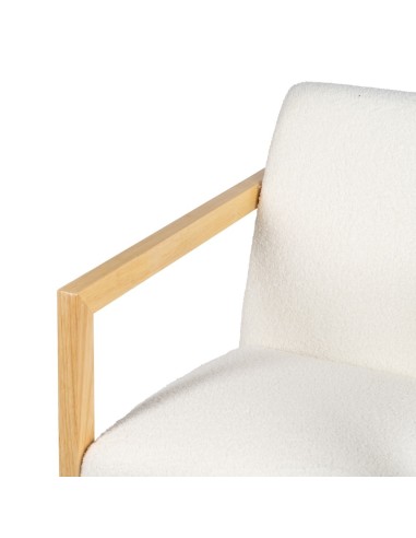 Mecedora MARLINA de madera y tejido blanco.