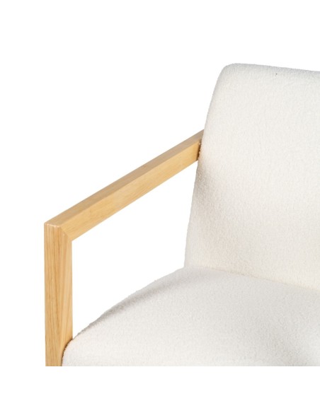 Mecedora MARLINA de madera y tejido blanco.