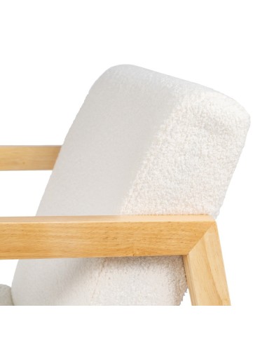 Mecedora MARLINA de madera y tejido blanco.