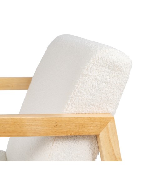 Mecedora MARLINA de madera y tejido blanco.