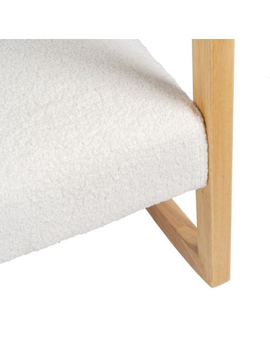 Mecedora MARLINA de madera y tejido blanco.