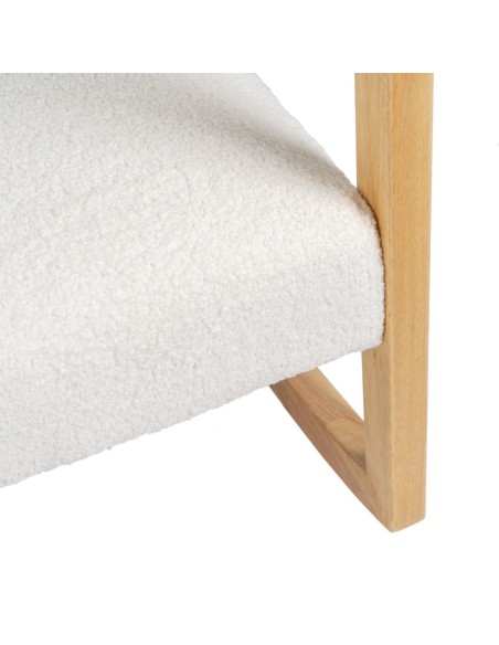 Mecedora MARLINA de madera y tejido blanco.