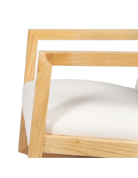 Mecedora MARLINA de madera y tejido blanco.