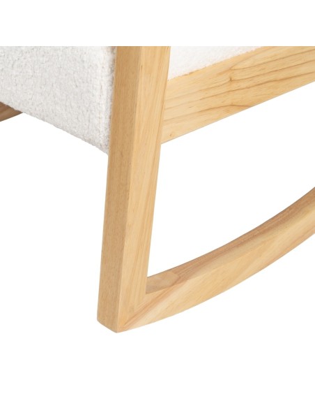 Mecedora MARLINA de madera y tejido blanco.