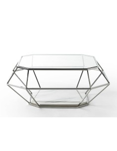 MESA DE CENTRO DE CRISTAL DIAMANTE 100, acero