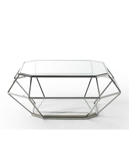 MESA DE CENTRO DE CRISTAL DIAMANTE 100, acero MESA DE CENTRO DE CRISTAL DIAMANTE 100, acero
