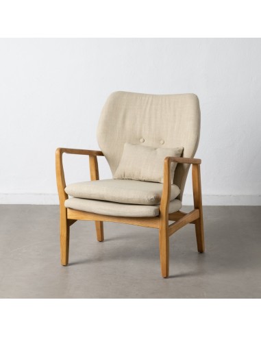 SILLÓN ELFOS BEIGE TEJIDO-MADERA 67 X 73 X 84 CM