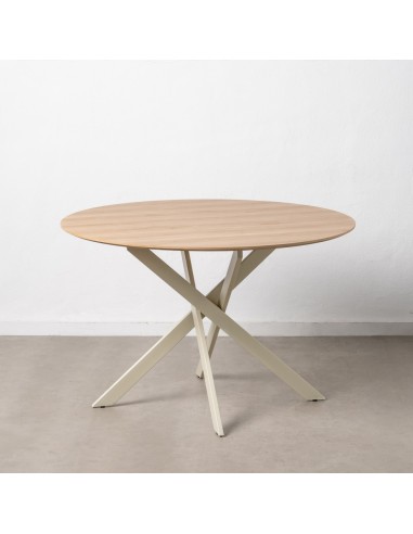 Mesa redonda Marea 120, patas metal crema.