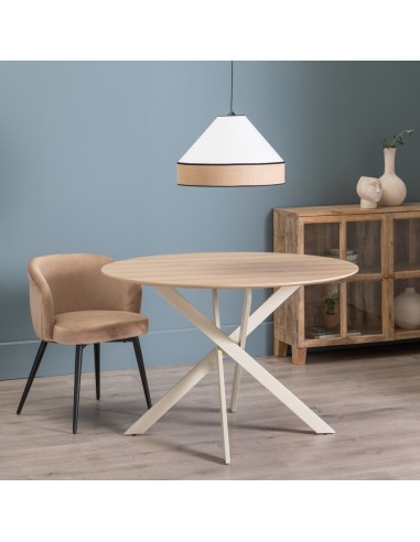 Mesa redonda Marea 120, patas metal crema.