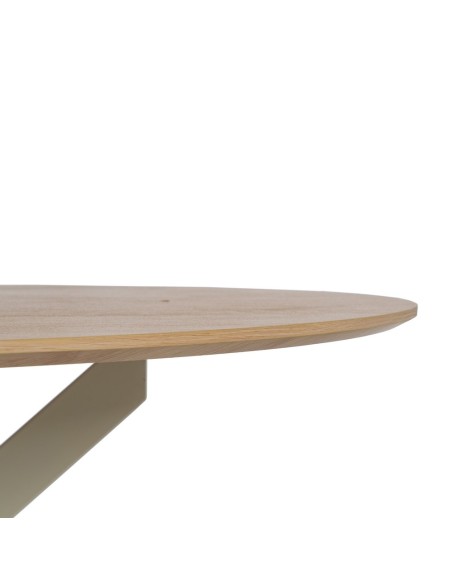 Mesa redonda Marea 120, pés em metal creme.