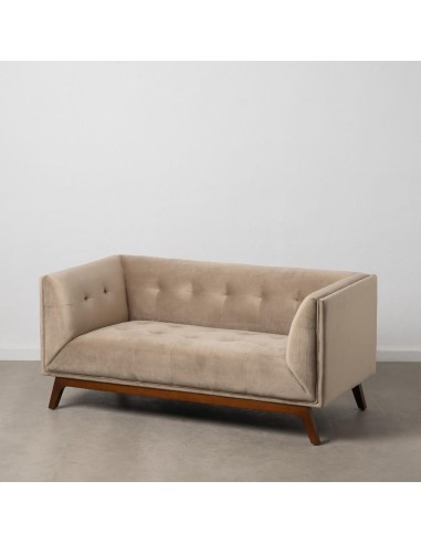 Sofa FLOR 2 plazas de diseño en terciopelo beige 156x81x72cm.