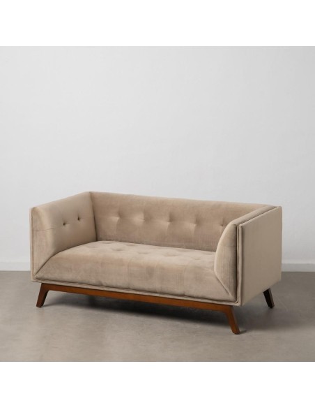 Sofa FLOR 2 plazas de diseño en terciopelo beige 156x81x72cm.