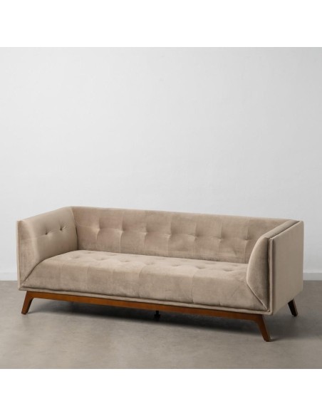 Sofa FLOR 3 plazas de diseño en terciopelo champán 198x81x72cm.
