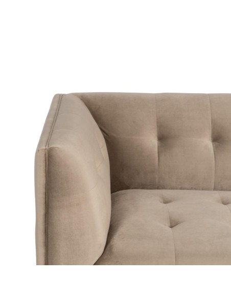 Sofa FLOR 3 plazas de diseño en terciopelo champán 198x81x72cm.