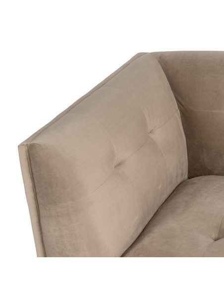 Sofa FLOR 3 plazas de diseño en terciopelo champán 198x81x72cm.
