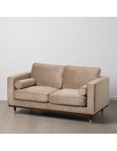 Sofá LEQU de 2 lugares em veludo champanhe 172 x 89 x 91cm.