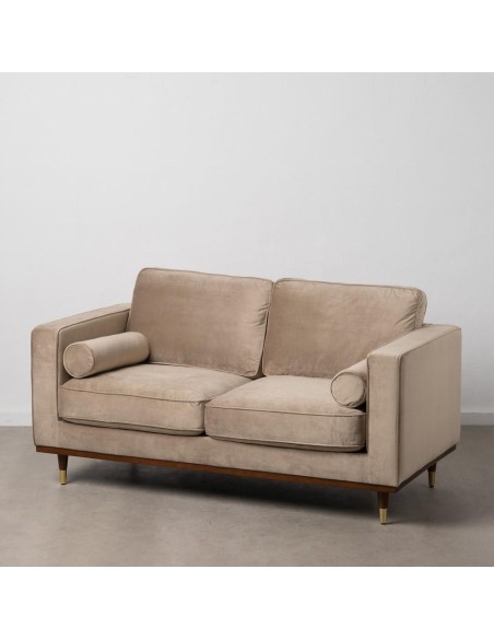 Sofá LEQU de 2 lugares em veludo champanhe 172 x 89 x 91cm.