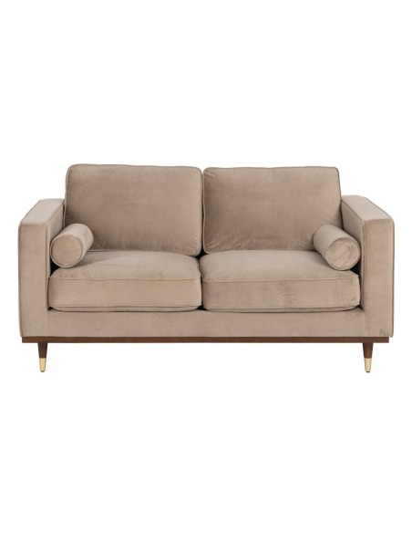Sofá LEQU de 2 lugares em veludo champanhe 172 x 89 x 91cm.